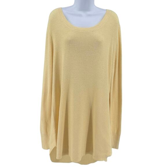 Natural Reflection Long Sweater Pastel Yellow Women XXL Knitted Pullover Stretch - Picture 1 of 8